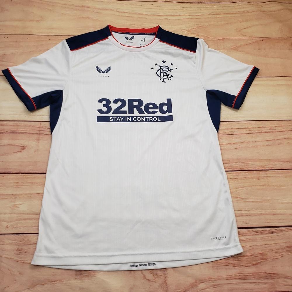 Castore Rangers FC Training Jersey Mens Large White 32Red Stay In Control Soccer